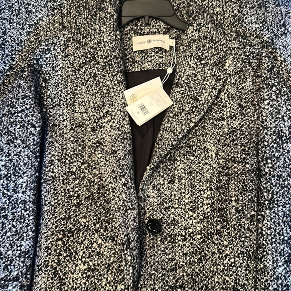NWT TORY BURCH oversized tweed coat in black ivory size 10 ($1298) - Picture 12 of 13